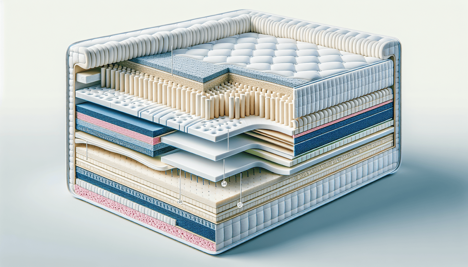 show a cross section of a king size hybrid mattress showing the layers of both pocketed inner coils and layers of memory foam